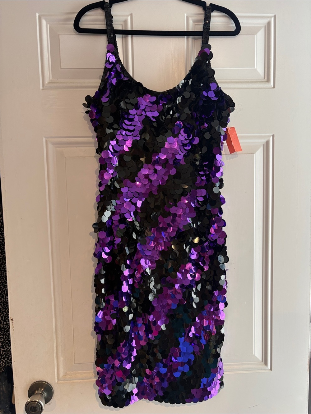 Nadine Sequin Tank Dress in Black & Purple